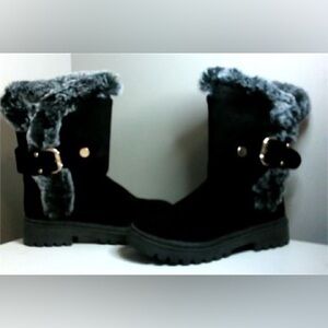 Womens Slip-On Soft Boots, Sz 8, Black